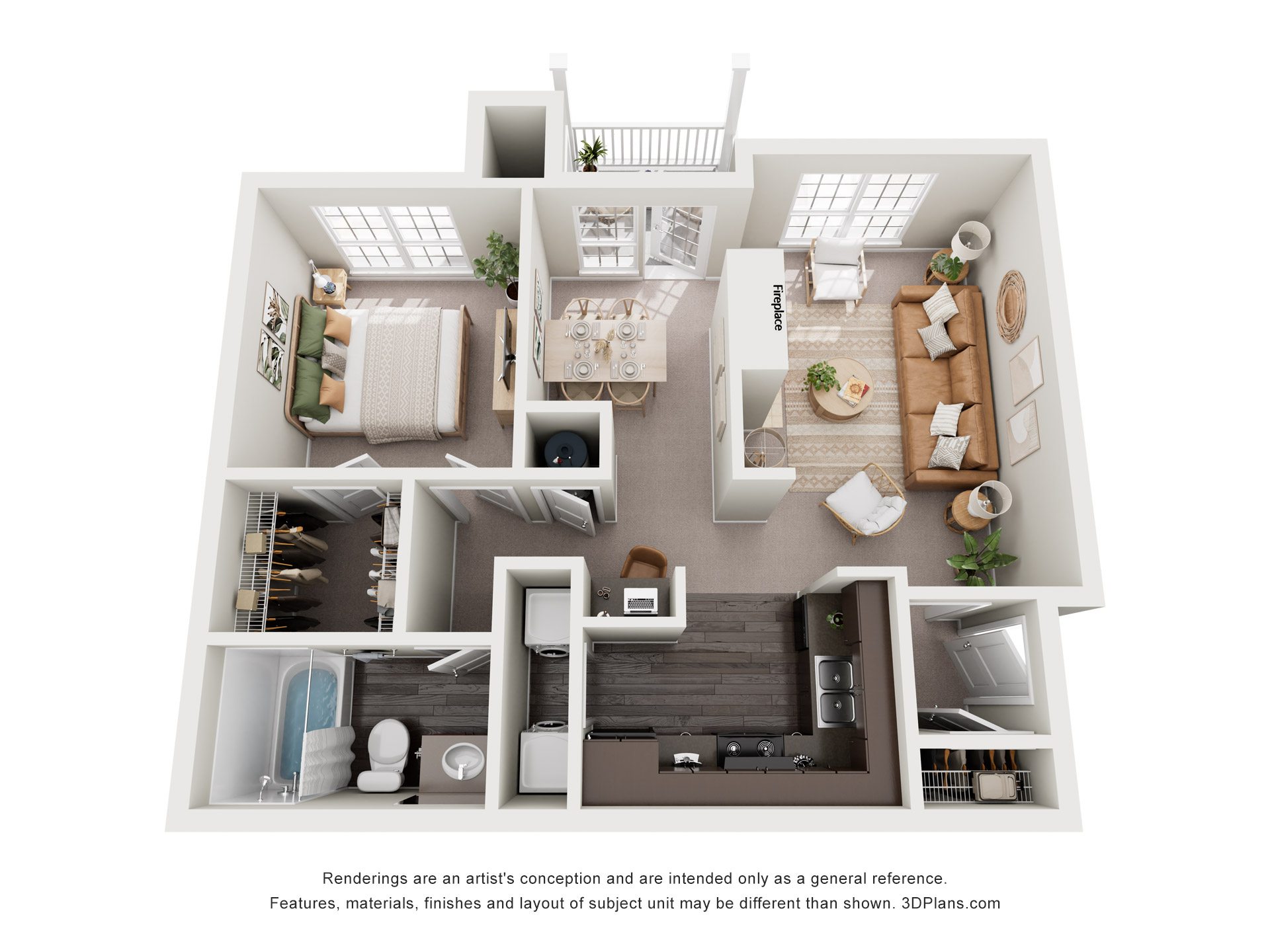 Floor plan for 1 bed, 1 bath, 918 sqft